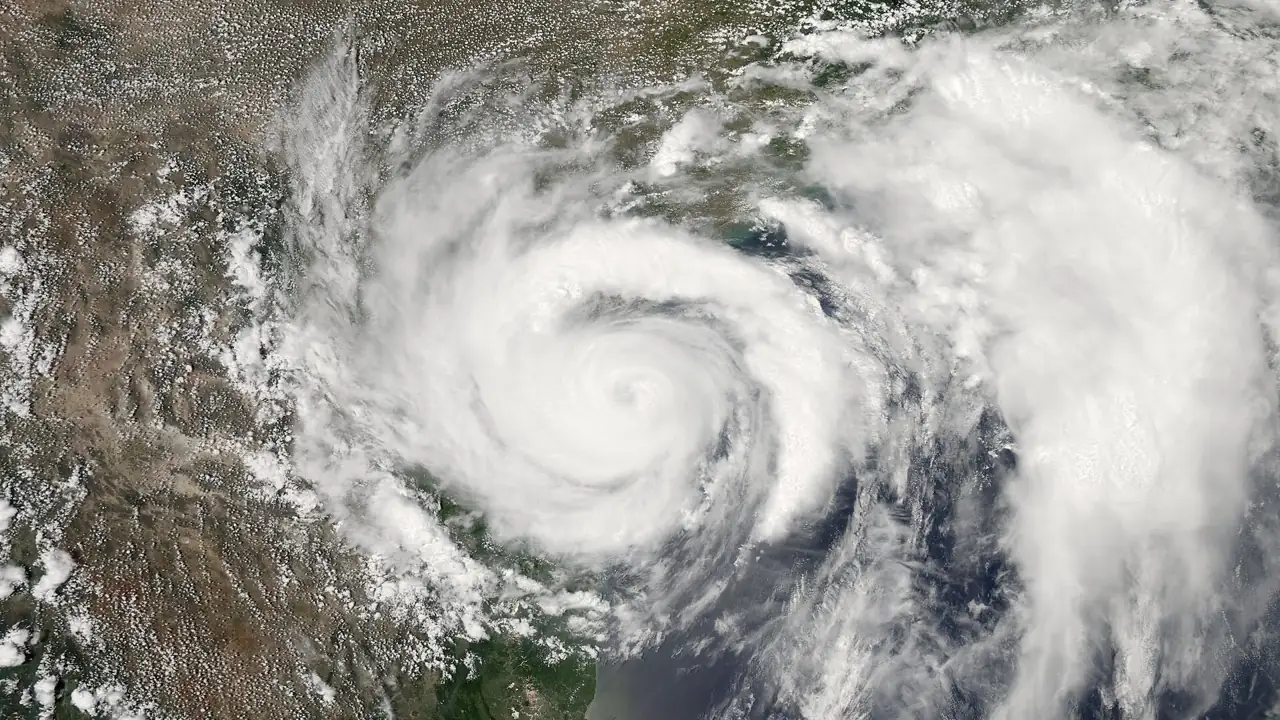 Satellite view of a hurricane over the Gulf of Mexico